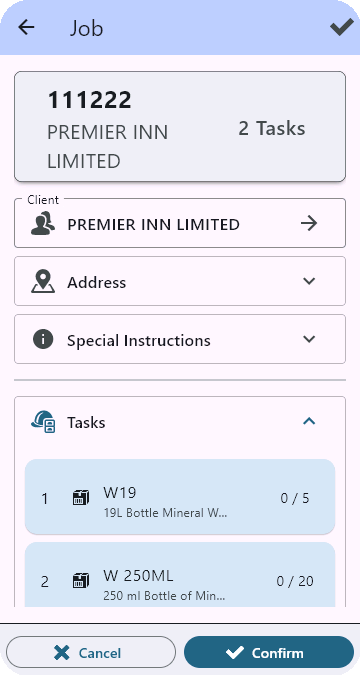 ProWat Mobile — Job Detail screen