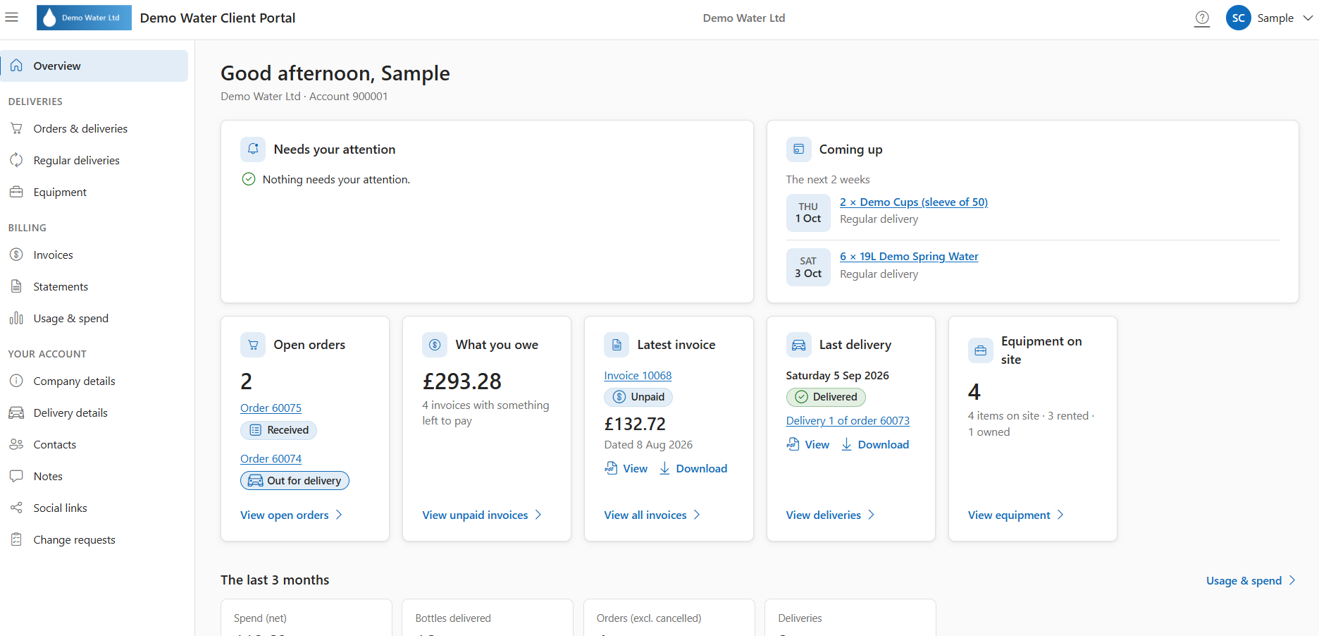 Client Portal overview in light mode
